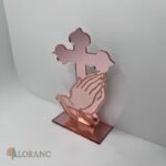 Dekorácia na tortu/stojan – pl. krížik ružový + ruky – Obrázok 2