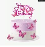 pap. zápich Happy Birthday – Motýle /cyklamenová/ – Obrázok 4