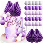 Dekorácia – Guličky fialové + palmový list SADA 131