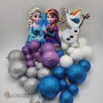 Dekorácie na tortu-sada FROZEN magnetka + guličky 09