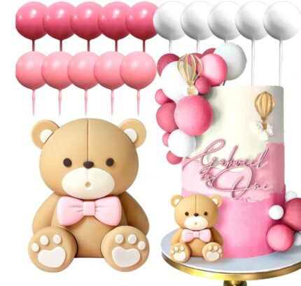 Dekorácia na tortu – Guličky+macko SADA 127