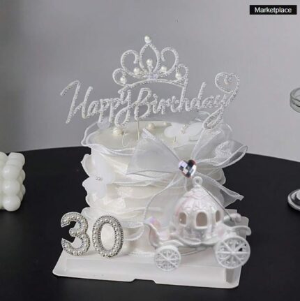 Princezná - Happy Birthday + koč + mašľa