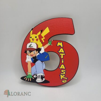 dekorácia na tortu/magnetka Pokémon číslo + meno
