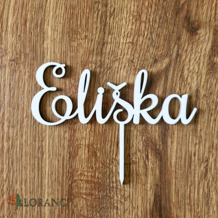 Drevený zápich na tortu s menom Eliška 03