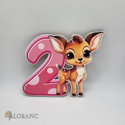 Dekorácia na tortu/magnetka Srnka + číslo 2