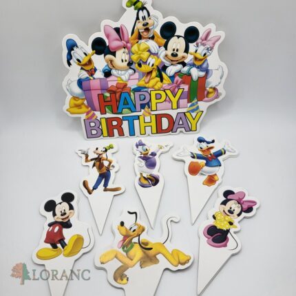 Pap. zápich na tortu Happy Birthday - Mickey+partia 01