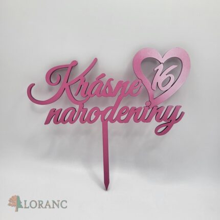 Krásne narodeniny 16 /ružová/ srdiečko