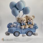 pl. dekorácia – Macko + autíčko + balóny /modrá/