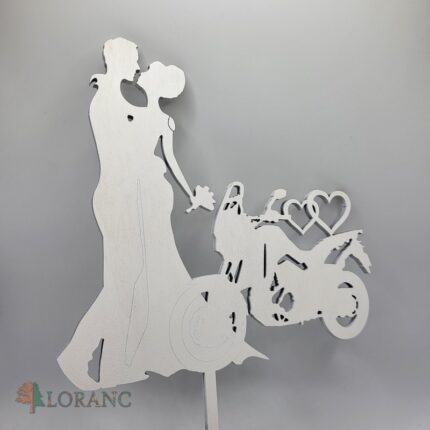 Svadobný pár + motorka+ srdiečka /biela/