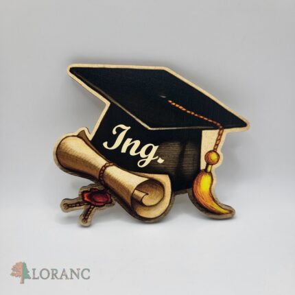 dekorácia na tortu/magnetka promócie/titul - diplom + čiapka Ing.