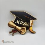 dekorácia na tortu/magnetka promócie/titul – diplom + čiapka MUDr.