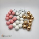 Dekorácia – Guličky/ružové+biele+zlaté/ SADA 144