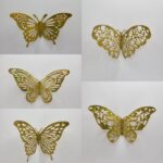 Dekorácia – motýle zlaté 3D/75 /XXL sada/ – Obrázok 2