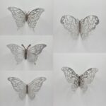 Dekorácia – motýle strieborné 3D/76 /XXL sada/ – Obrázok 2