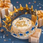 Dekorácia – Princeznovská korunka /zlatá+modrá/05 – Obrázok 2