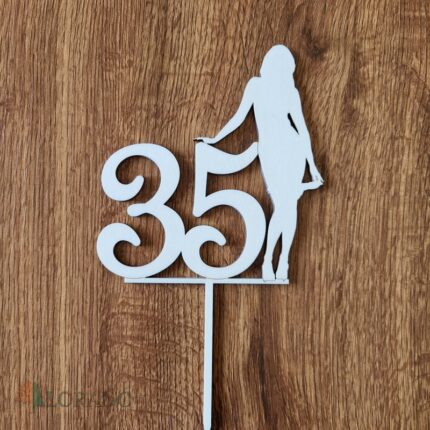 Zápich na tortu číslo 35 + postava ženy /natur/