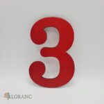 Dekoračné číslo 3 /červená/