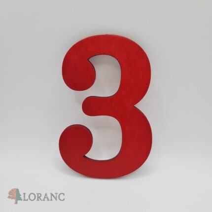 Dekoračné číslo 3 /červená/