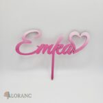 Zápich na tortu - meno Emka + srdiečko /ružová/