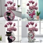 Sada - Mačka/Mačička + guličky + srdiečka    Variant A/B/C/D