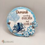 Drevená magnetka s menom a údajmi o narodení – chlapec  krst 03 – Obrázok 2