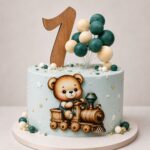 zápich na tortu /magnetka macko/vláčik + číslo 1. + guličky/sada 13 – Obrázok 2