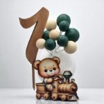 zápich na tortu /magnetka macko/vláčik + číslo 1. + guličky/sada 13