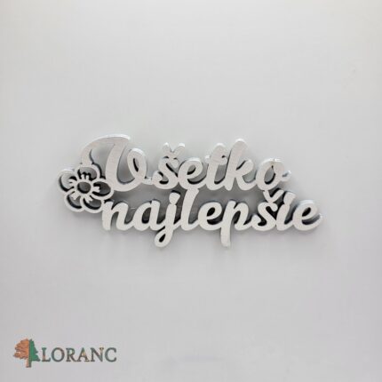 Nápis – Všetko najlepšie + kvietok/biela/