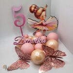 Sada dekorácií na tortu – baletka, číslo, meno, motýle a guličky – Obrázok 2