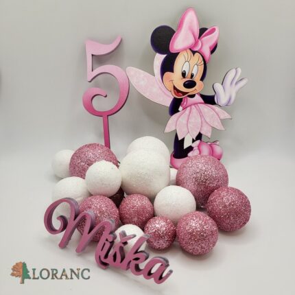 zápich na tortu/sada Minnie /meno+číslo+magnetka+guličky/