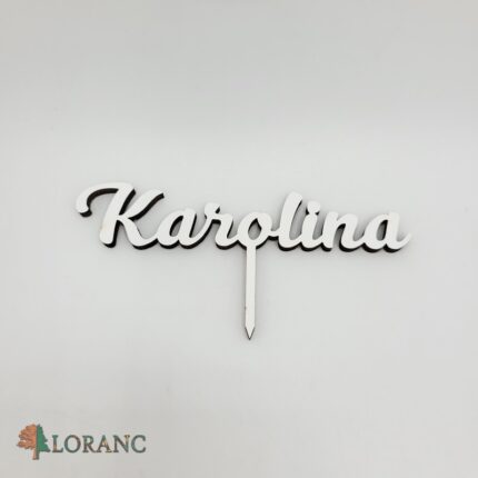 Mini zápich na tortu - meno Karolina /biela/