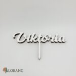 Mini zápich na tortu  - meno  Viktória /biela/