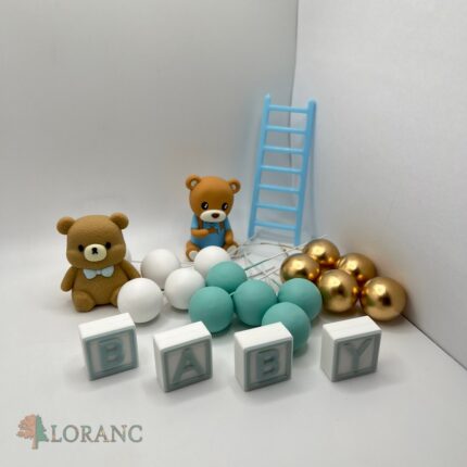 Dekorácia – Guličky + macko SADA 163 /modrá/