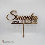 Zápich na tortu- krst – meno a dátum krstu /zlatá/ – Obrázok 2