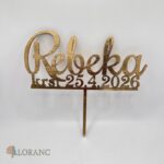 Zápich na tortu- krst – meno a dátum krstu /zlatá/ – Obrázok 4