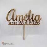 Zápich na tortu- krst – meno a dátum krstu /zlatá/ – Obrázok 5