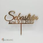 Zápich na tortu- krst – meno a dátum krstu /zlatá/