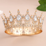 Dekorácia na tortu – Princeznovská korunka /zlatá + biela/06