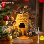 Akrylová stojaca dekorácia – Včela + medový plát 04 /úľ/ – Obrázok 2