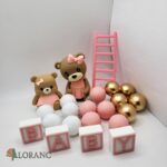 Dekorácia – Guličky + macko SADA 166 /ružová/ – Obrázok 2