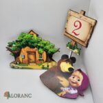 zápich na tortu - Máša a medveď - Tabuľka + číslo – Obrázok 2