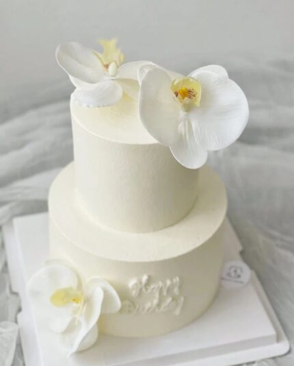 Dekorácia na tortu -Kvety - orchidea biela 09