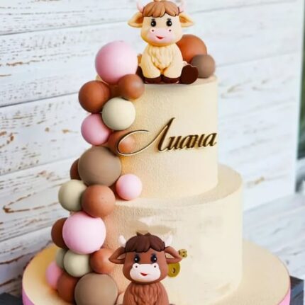 Dekorácia – Guličky SADA 168 /hnedá,béžová,ružová/krava/