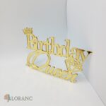 dekorácia na tortu/plastový nápis – Birthday Queen 03 /zlatá/