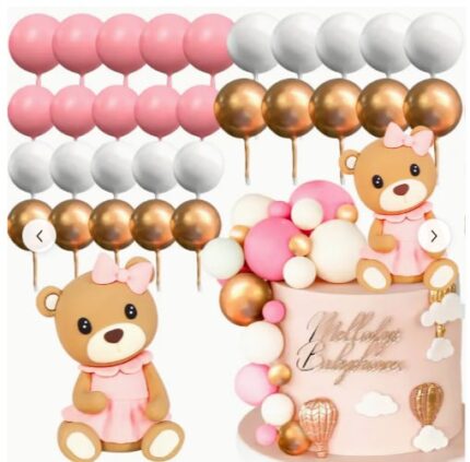 Dekorácia – Guličky + macko SADA 165 /ružová/