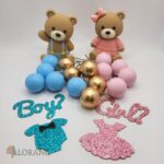 Dekorácia na tortu – Guličky + macko SADA 172 /ružová, modrá/ – Obrázok 3