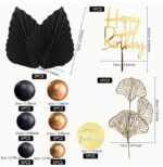 Dekorácia na tortu – Guličky SADA 173 /zlatá,čierna,ginko list/ – Obrázok 2