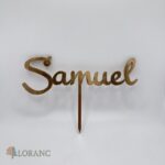 Drevený zápich na tortu s menom Samuel 01 /zlatá/