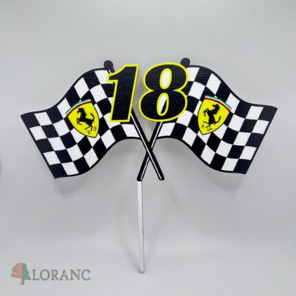 zápich na tortu/ Vlajka F1 s logom Ferrari+ č.18