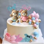 Dekorácia na tortu – Guličky + macko SADA 172 /ružová, modrá/